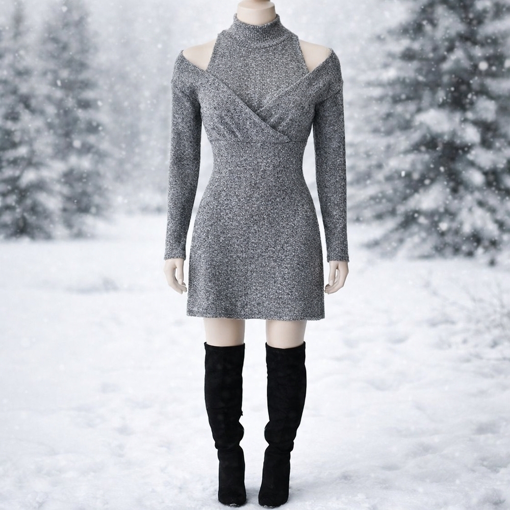 Junie Gray Cold Shoulder Winter Dress Size M Like New